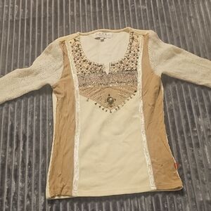 Ritu Kumar Beige and Cream Embellished Blouse
